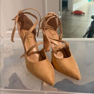 Lulu's Camel Suede Strappy Heels